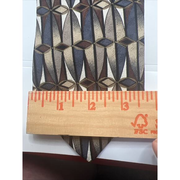 Emilio Ponti Men's Long Tie Silk Necktie 60"x 3.75” Jewel Tone Geometric WOW! - Picture 8 of 8